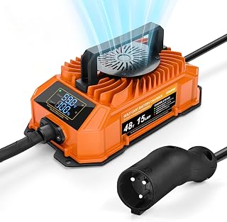 Kohree Golf Cart Charger 48 Volt 15 Amp for Club Car Precedent & DS Lead Acid Battery with LED Real-time Progress Display 3-Pin Round Plug