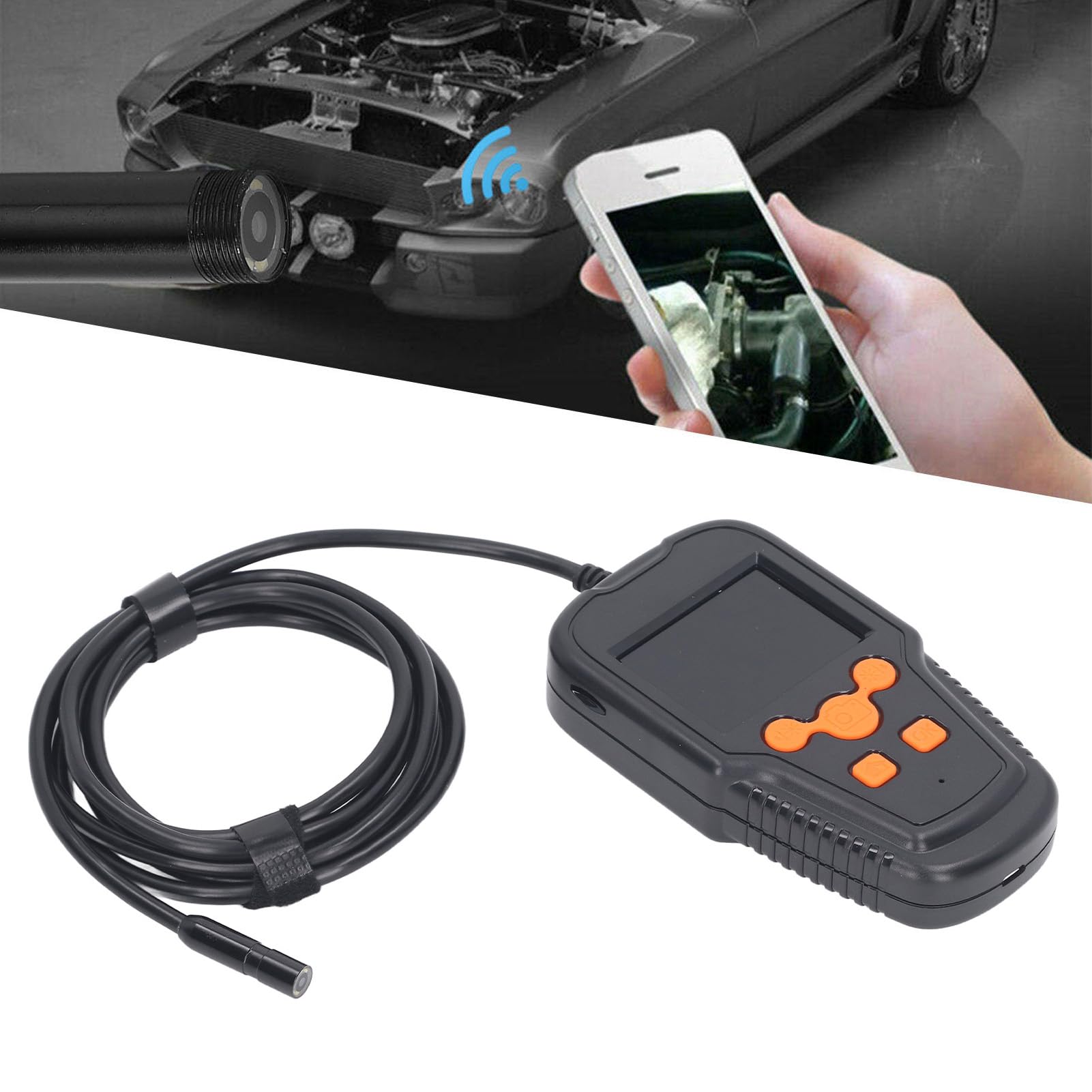 EMUKOEP Cámara de Inspección de Endoscopio Industrial Endoscopio de Plomería Pantalla IPS de 2,4 Pulgadas Cámara de Inspección de Tuberías Boroscopio de Mano Lente Impermeable IP67 (10m)