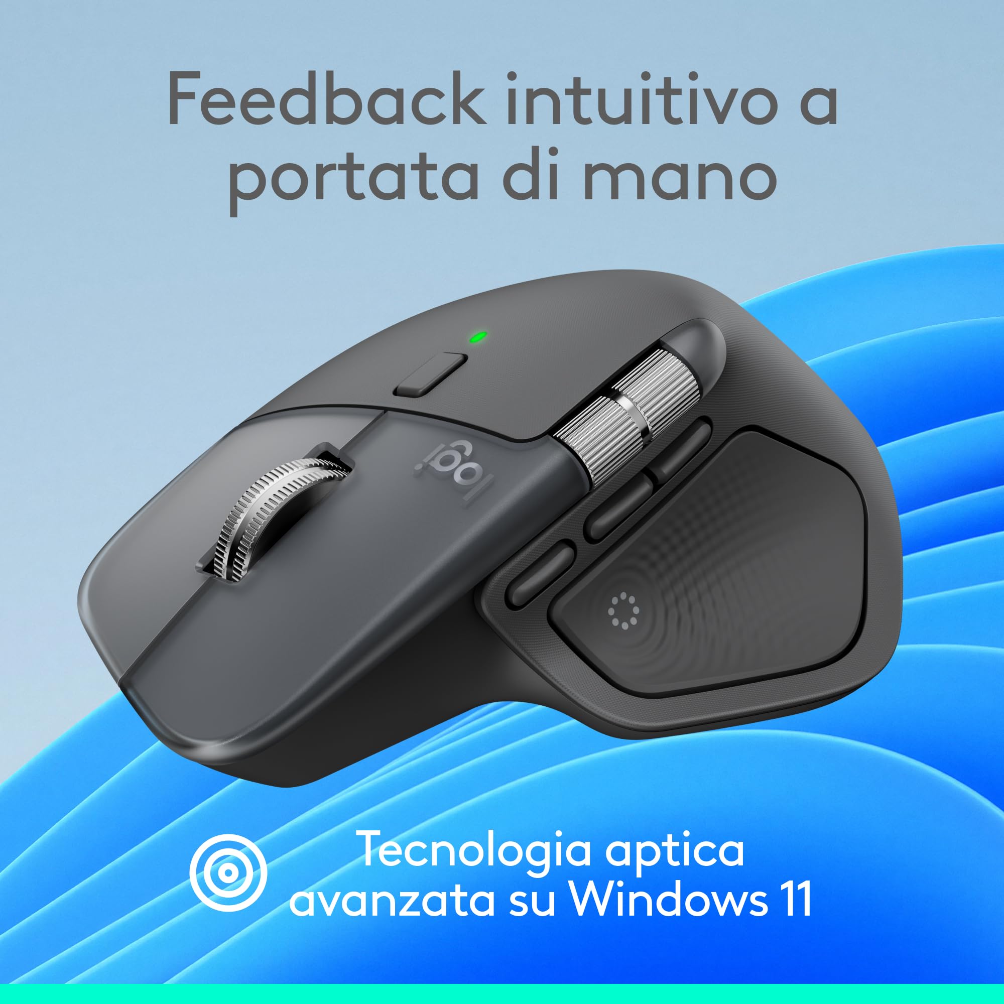 Logitech MX Master 4 for Business, mouse wireless con clic discreti, 8000 DPI, scorrimento MagSpeed, ricevitore Logi Bolt, Bluetooth, Actions Ring, tecnologia aptica, ricarica USB-C – Graphite