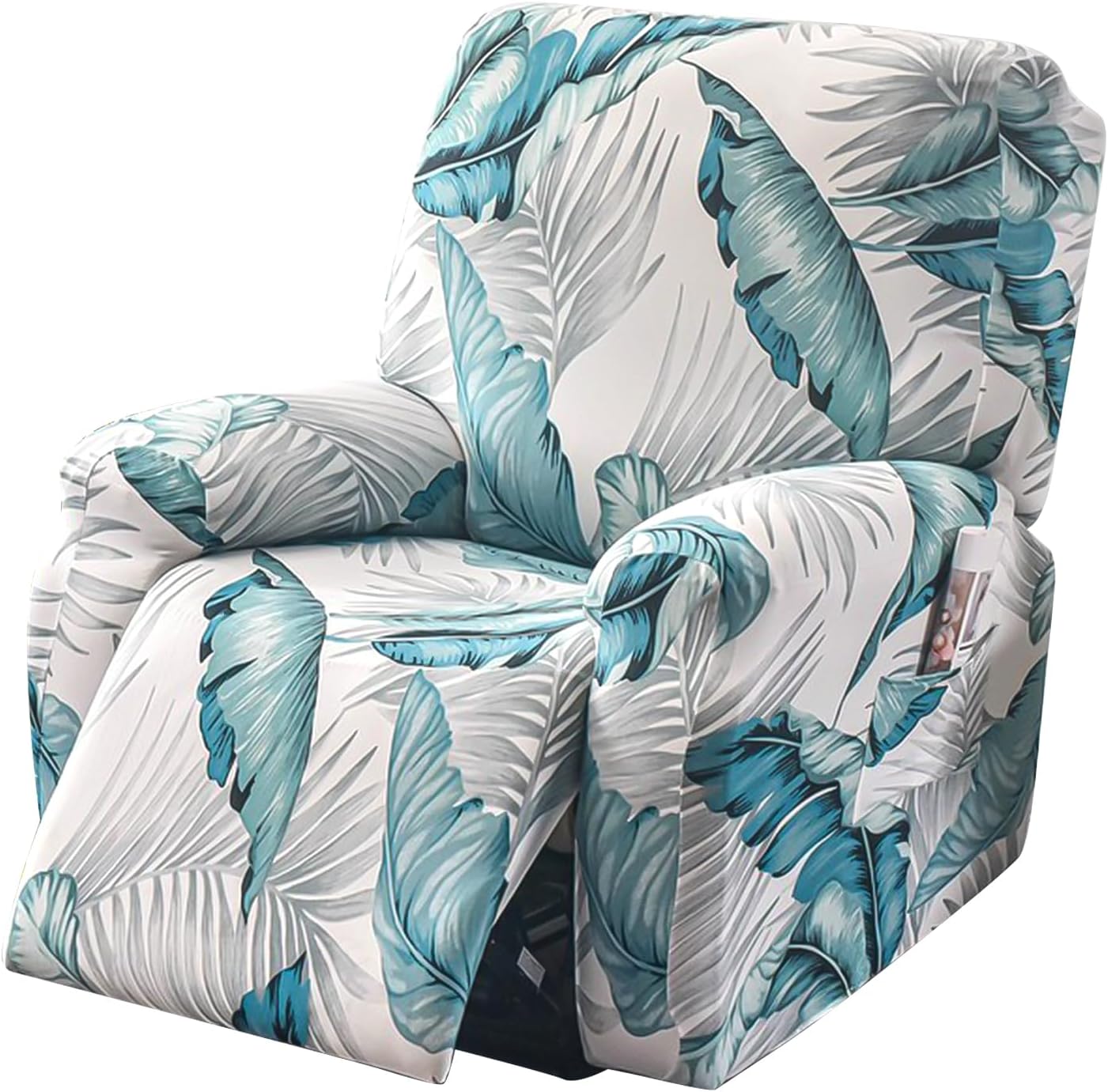FUANGUI Recliner Chair Cover 4-Pieces Lazyboy Cover for Recliner Chair with Storage Pockets Furniture Protector for Living Room, Jacquard Sofa Slipcover for Kids, Pets, Dog and Cat, B