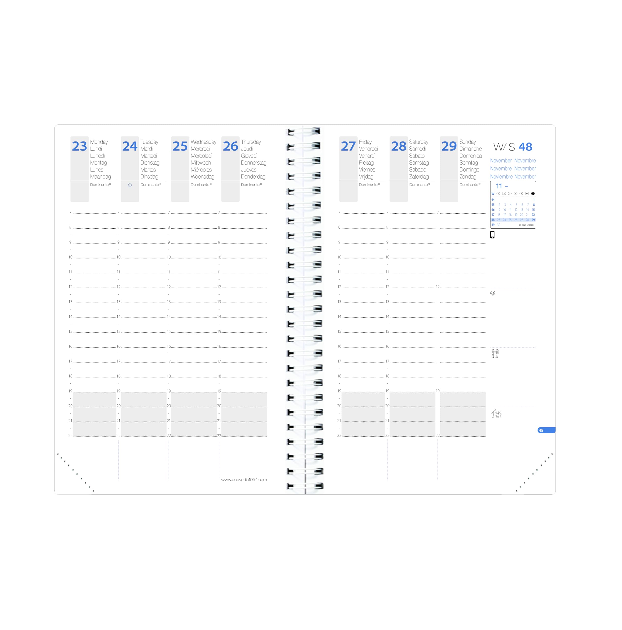 Quo Vadis 615034Q Agenda TIME&LIFE LARGE Multilingua Anno 2026 Colore Kaki Formato 16x24 cm Settimanale 13 Mesi Dicembre-Dicembre Carta Bianca con Spirale Copertina Amovibile in Sintetico Cassandra