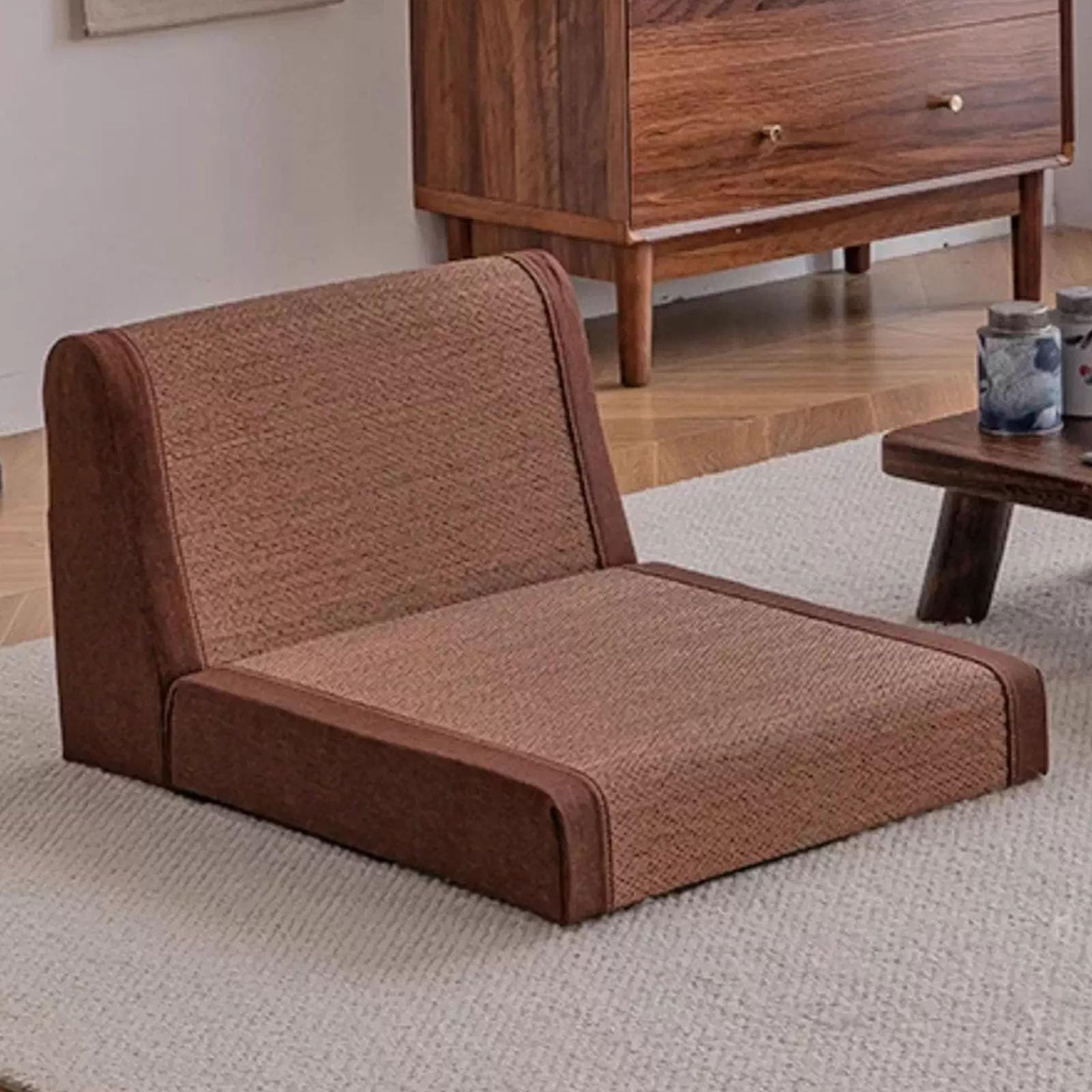 Silla de suelo plegable con soporte de respaldo, cojín de meditación Zen para sala de estar, balcón y ventana de bahía, solución de asiento cómoda y portátil