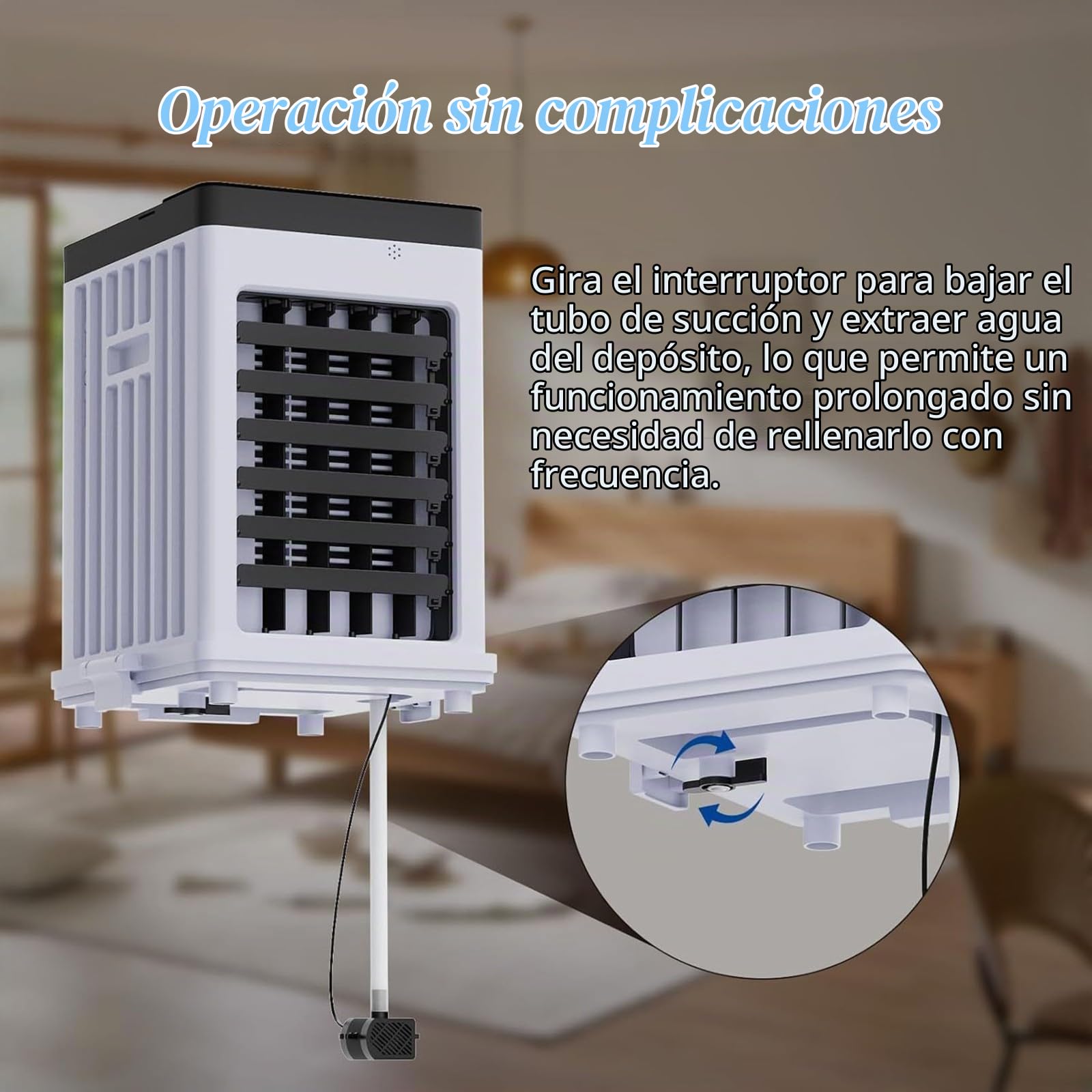 Aire Acondicionado Portátil Sin Tubo De Escape Ventilador Y Humidificador 3 En 1 Capacidad 15 L 3 Velocidades 3 Modos Temporizador 7,5 H Control Remoto Súper Ahorro de Energía A
