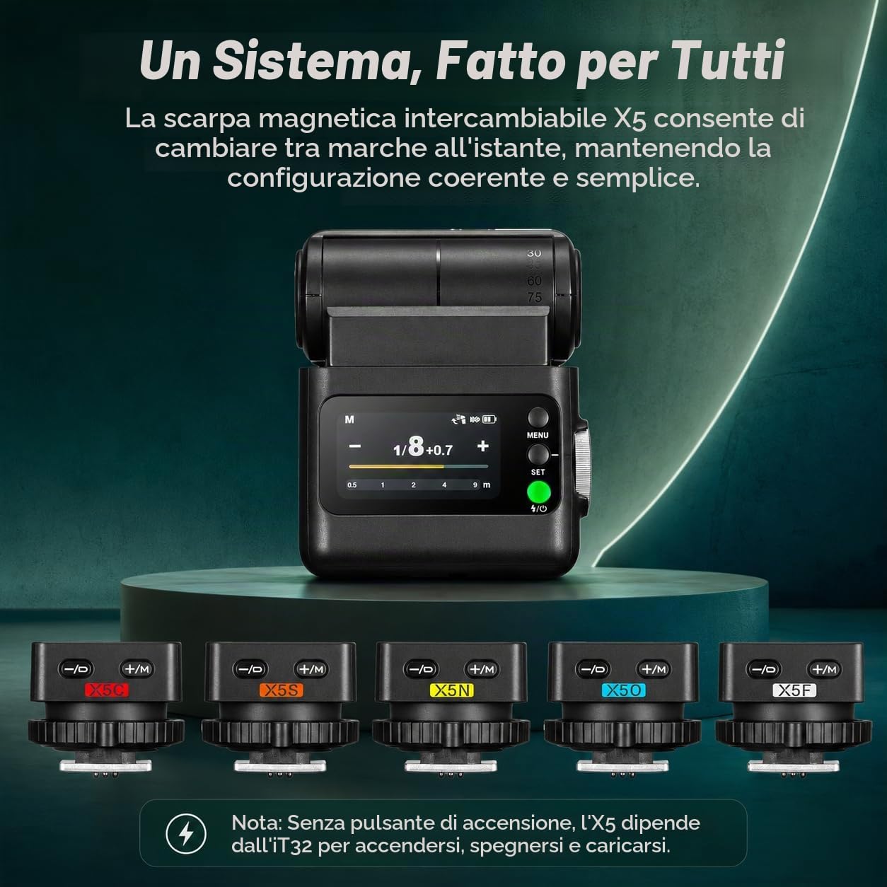 Godox iT32 TTL Flash per Fuji con Trigger Wireless X5-F, 2.4G HSS 1/8000s | Touchscreen & LED, Compatibile con Fujifilm X100VI X-E5 XT5 X100V X100T XS20 XS10 XT30II XM5 GFX50S GFX50R XT4 XT3 GFX100RF | Touchscreen & LED, Compatibile con Fujifilm X100VI X-