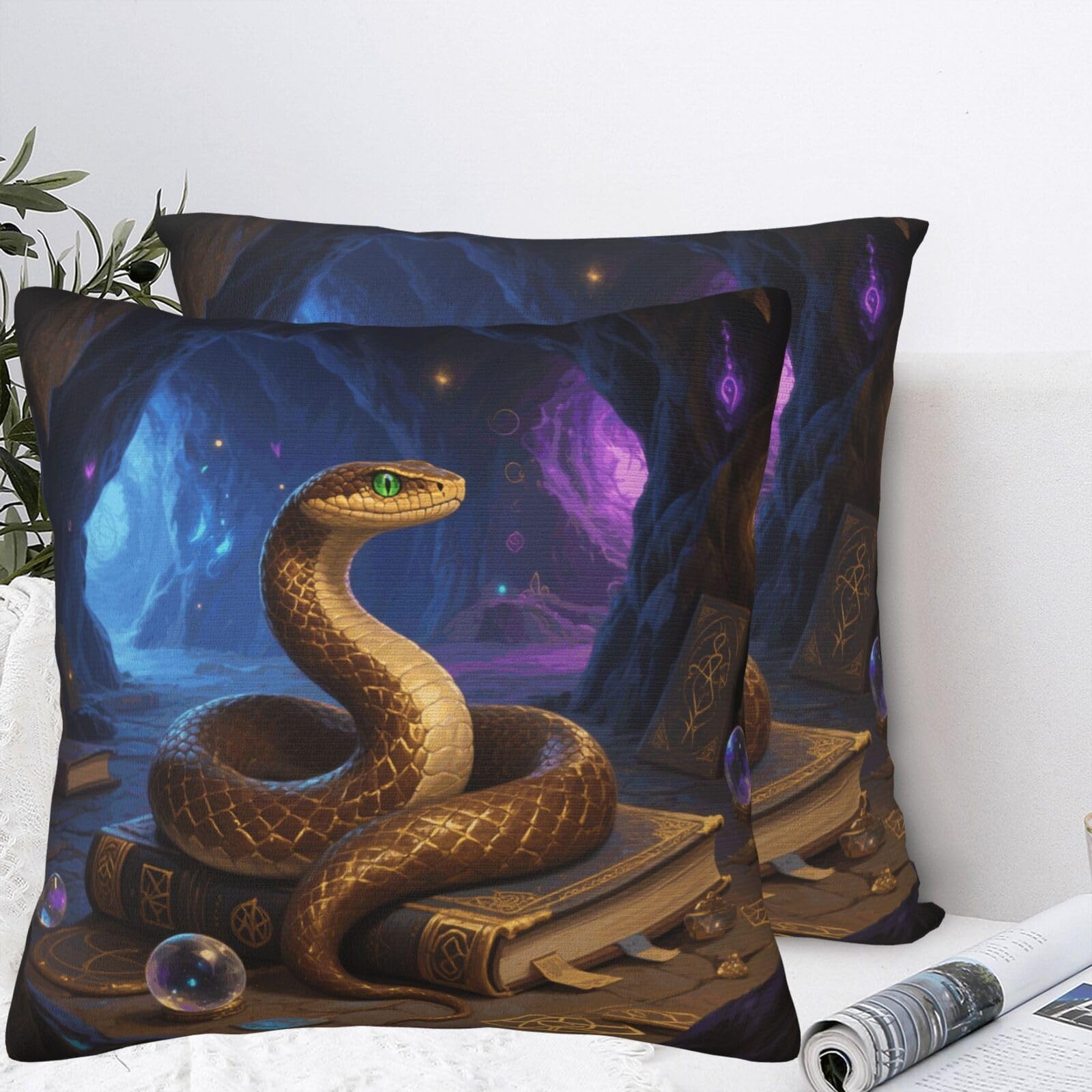 BTCOWZRV Witchy Snake Plush Throw Pillow Covers 18"X18",Soft Cozy Couch Cushion Covers Decorative Pillow Cases for Holiday Home Bedroom Sofa Decors