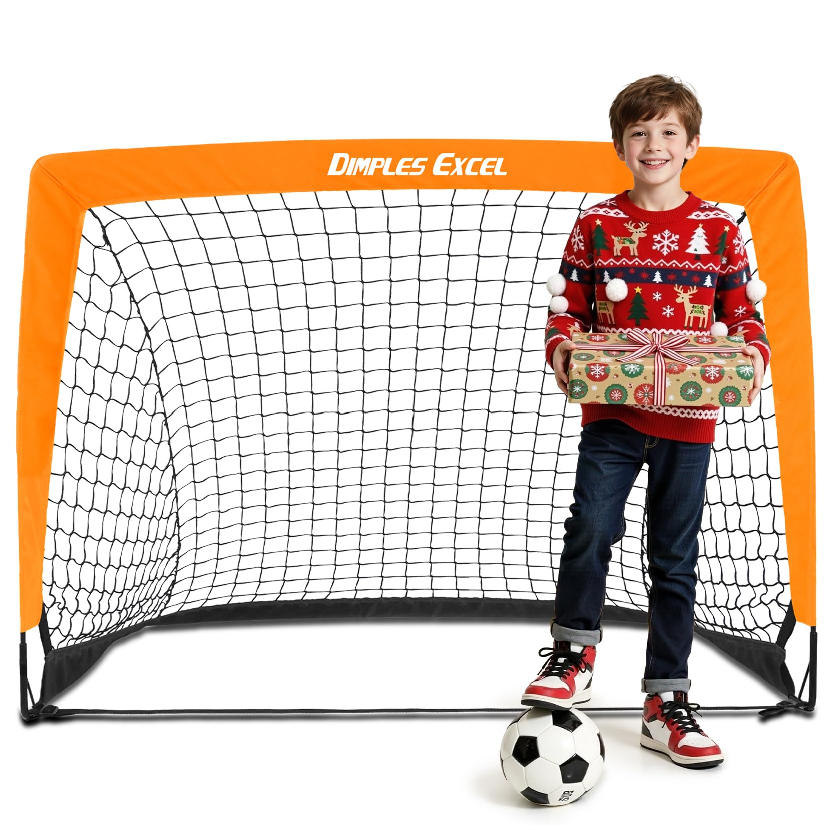 Dimples Excel Soccer Goals Kids Net for Backyard 7x5, 5x3.6, 4x3, 3x2.2 FT