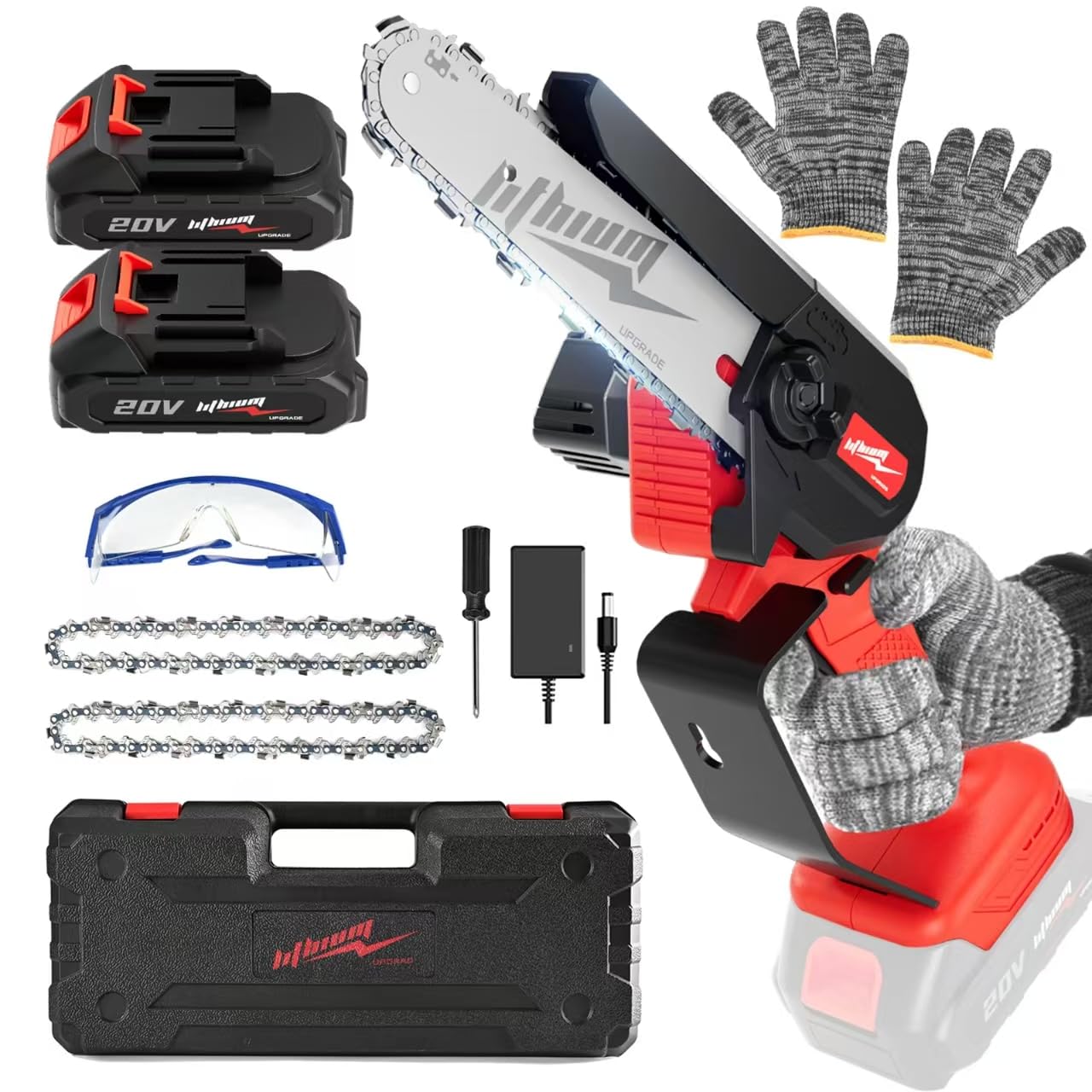 Mini motosierra inalámbrica, motosierra eléctrica portátil de 6 pulgadas, motosierra pequeña de mano con una sola mano para cortar madera y trabajar la madera, mini motosierra alimentada por pilas con