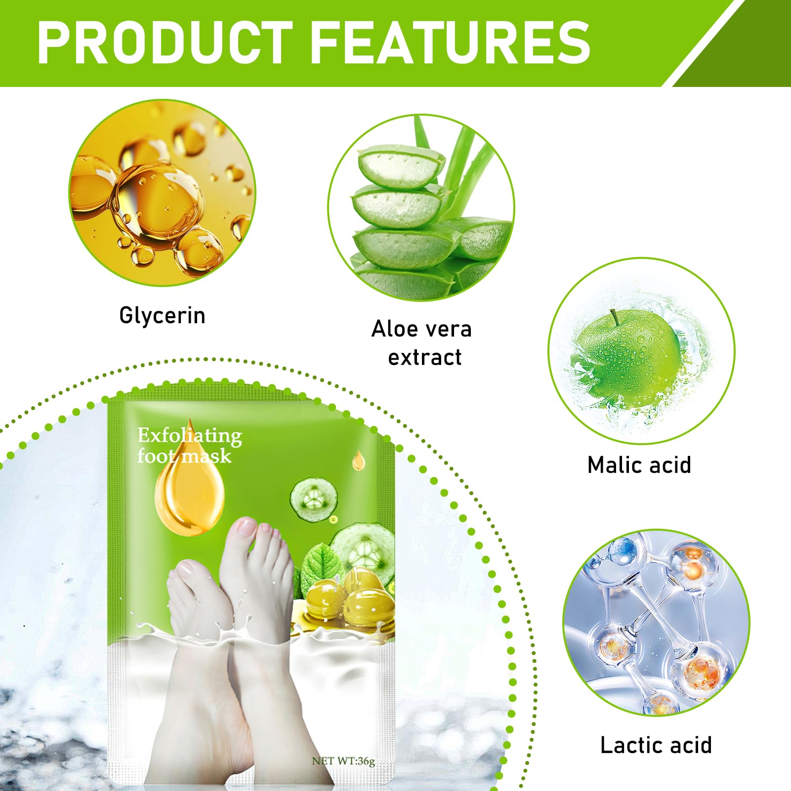 2 Paires Masque Pied, Masque Pied Exfoliant Peeling pour Pieds Très Secs et Abîmés, avec Acide Lactique Naturel, Olive et Glycérine, Soin Nourrissant et Hydratant pour Tous Types de Peau.