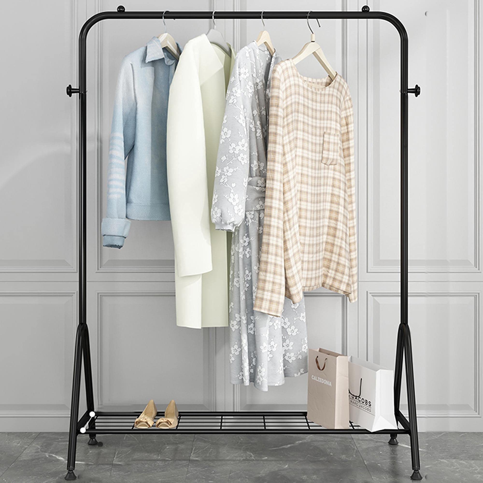 Porte-séchage de vêtements noir 80cm en fer forgé pour chambre et dortoir