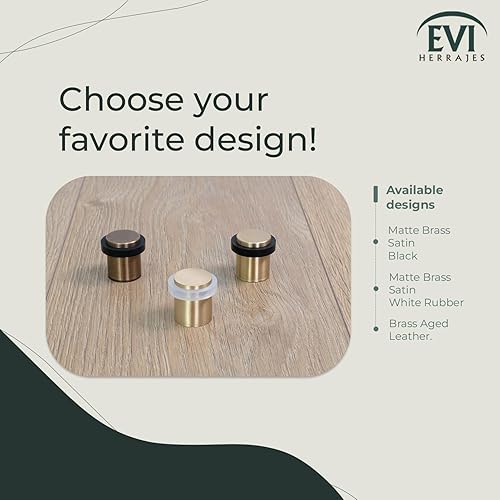 Miniatura 6 de Door Stop  Silicone Shock Absorber  Made of Brass  Threaded Base  Includes Screw + Clamping Plug  EVI Hardware (Matte Brass - White Rubber, 1,34" x