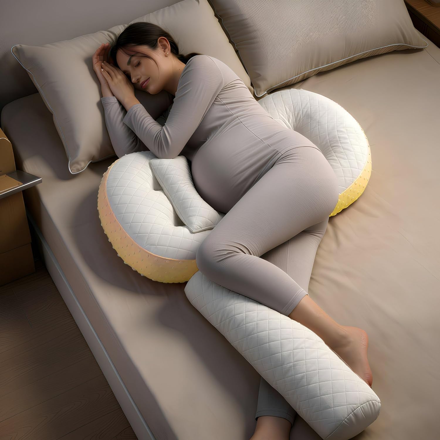 StarAndDaisy Pregnancy Pillow for Women, Maternity Sleeping Pillow with Belly, Back & Body Support, Adjustable Side Sleeping Support Cushion for Pregnant Women, Mom & Baby Comfort-image-35