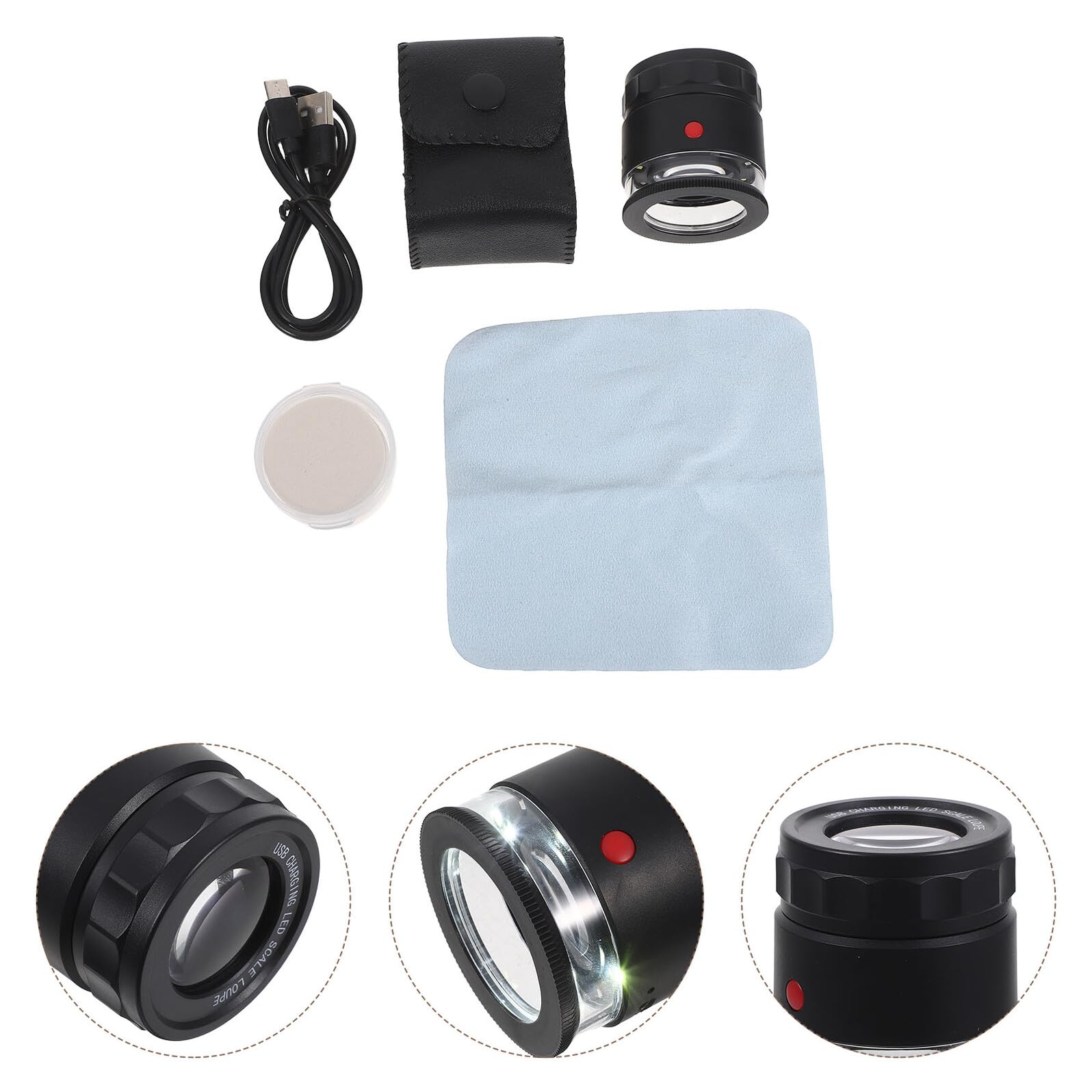 Lente d Ingrandimento con Scala Reticolo Lente da Gioielliere LED Ricaricabile Messa Fuoco Regolabile per Ispezione Gioielli Monete e Hobby