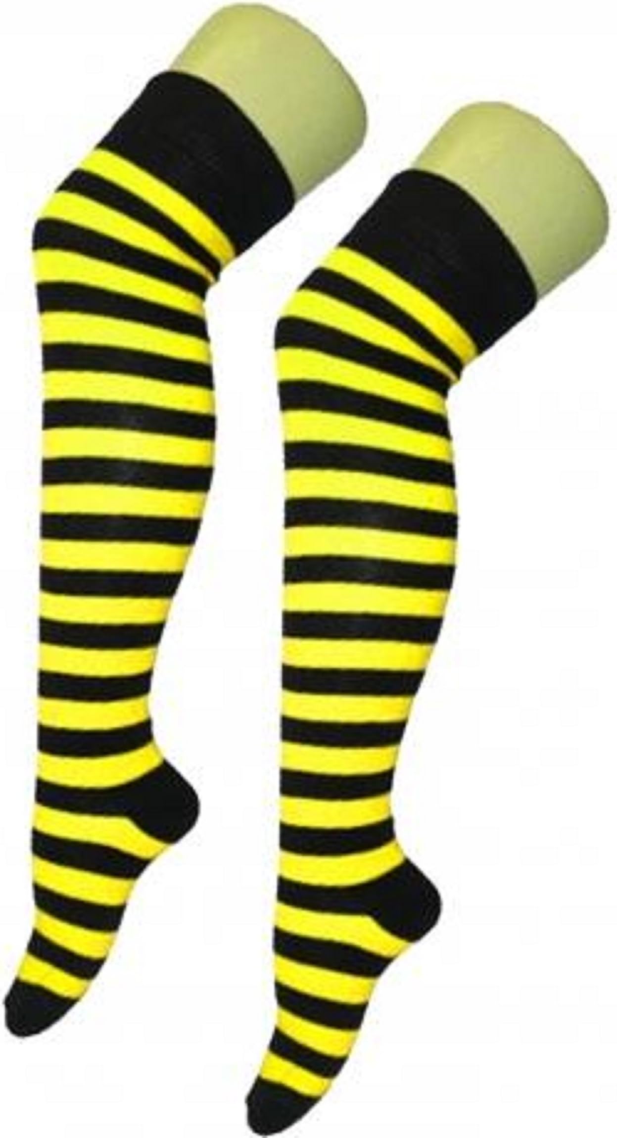 Yellow And Black Striped Over The Knee Stocking Socks - Bumble Bee