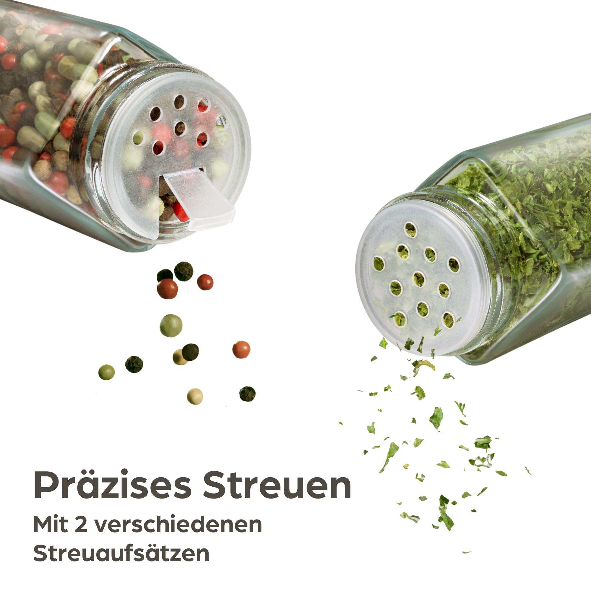 Praknu Gewürzgläser Eckig Set mit Bambusdeckel 12 x 120ml - Mit Etiketten & Streueinsatz - Luftdicht - Einfache Reinigung - Platzsparende Gewürzbehälter Glas - Gewürz Organizer leer für Schublade