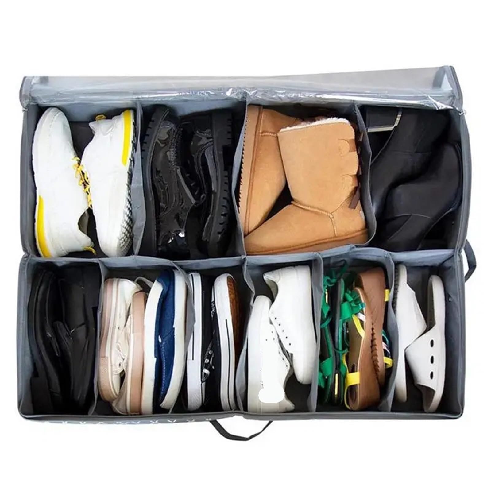 Organizzatore Di Scarpe Sotto Il Letto Organizer pieghevole sotto il letto, scatola portaoggetti in tessuto non tessuto di grande capacità, con maniglia con cerniera, for camera da letto Per Risparmia