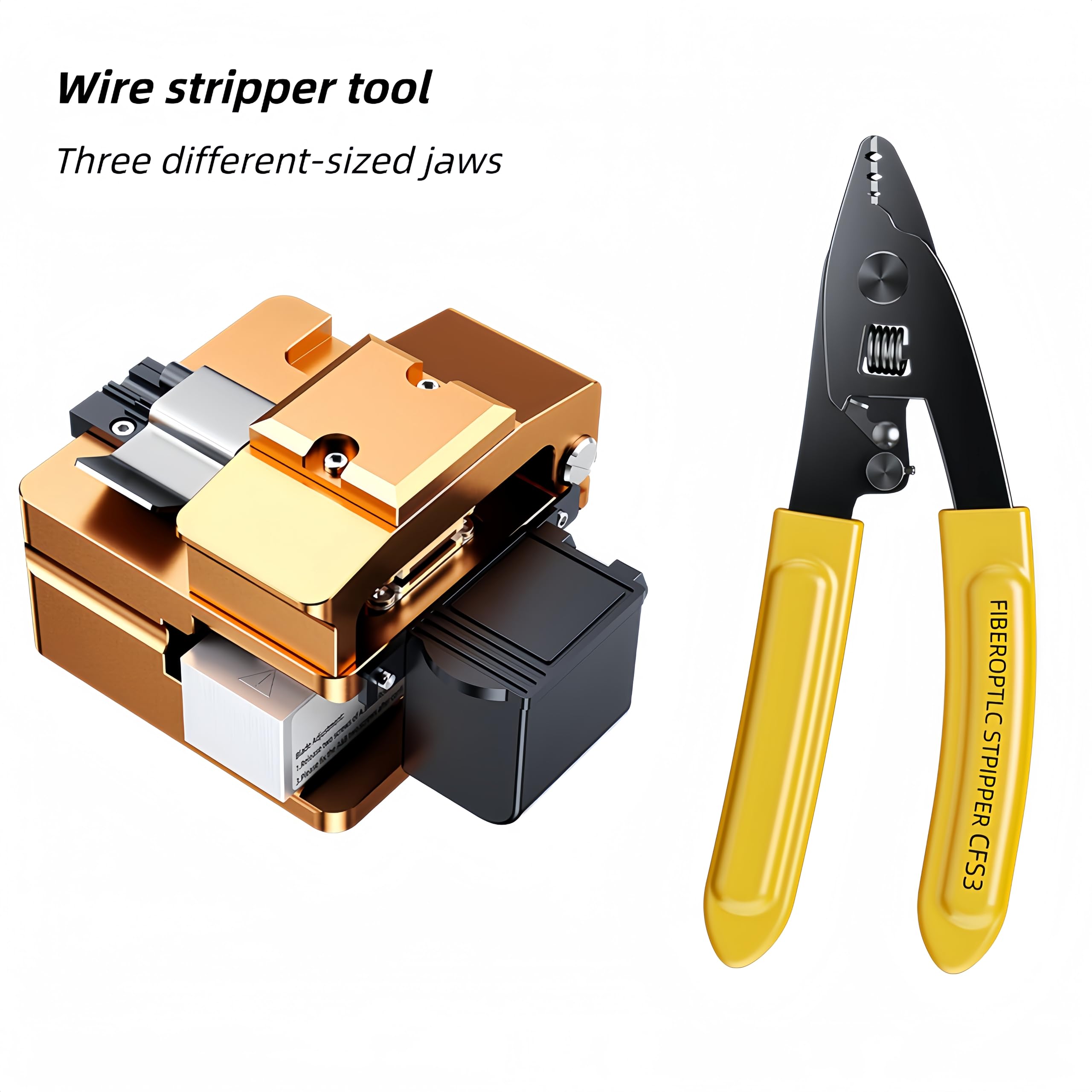 Couperet à fibre optique avec 16 points de clivage, 58 000 clivages, outil de dénudage de fibre de haute précision avec jauge et 3 supports de fibre pour 0,25/0,9/2,5-3 mm