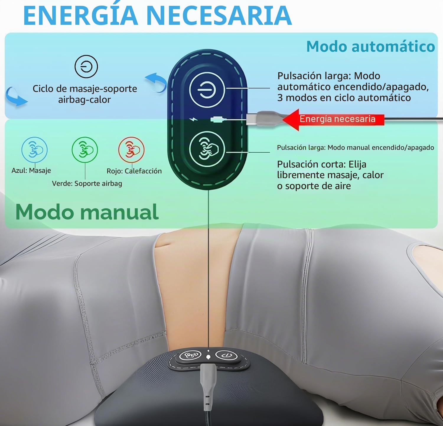 Terapia de espalda Theraback 3 en 1, nuevo masajeador de espalda Theraback 3 en 1 para alivio del dolor, masaje para ciática con tracción, vibración y calor (Black)