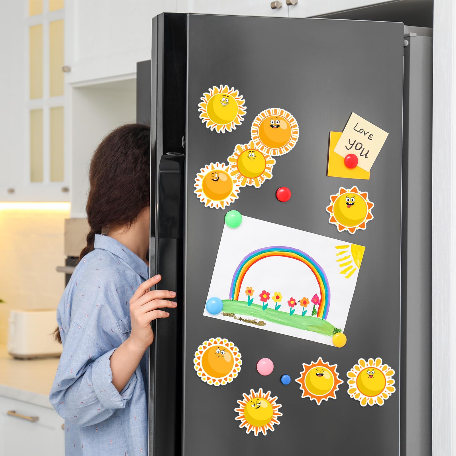 JarThenaAMCS 9 notas adhesivas de sol, bonitos blocs de notas autoadhesivos de sol amarillo, bloc de notas extraíble para estudiantes, profesores, suministros escolares, 9 diseños