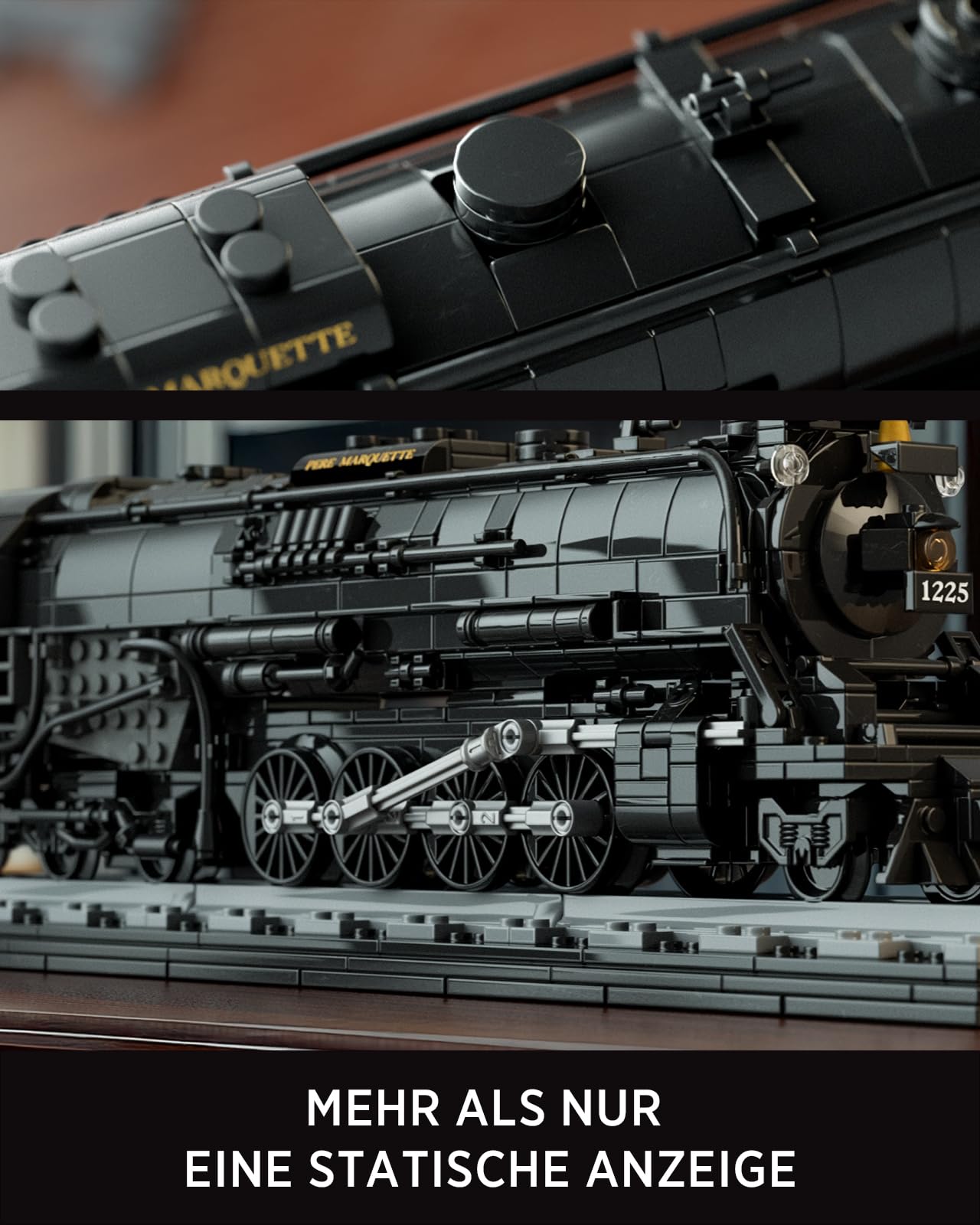 Nifeliz Zug 1225 Retro Dampflok Klemmbausteine Set, Lokomotive Set Eisenbahn Bauspielzeug, eine ideale Geschenkidee für Männer und Frauen (1,587 Teile, NF10323)