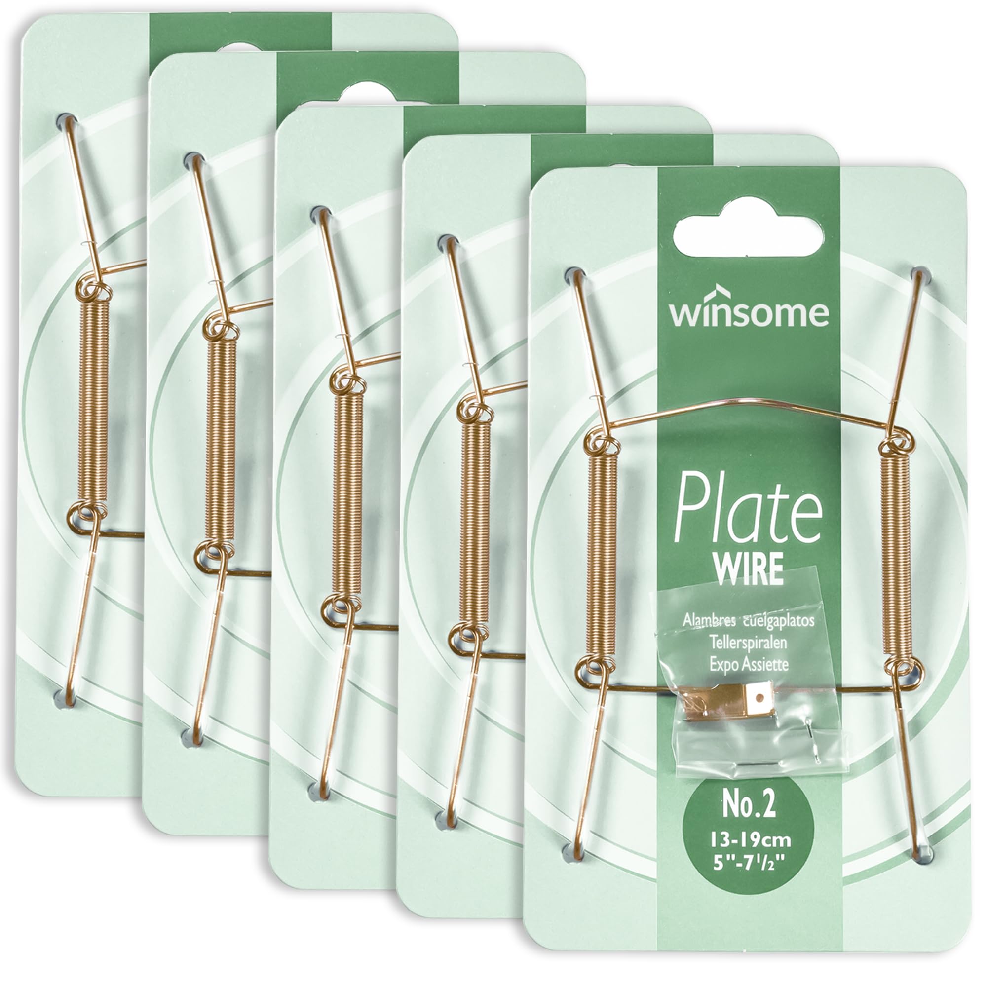 Winsome Brass Invisible Plate Hangers For Wall | Decorative Dish Display Holders Hanging Wires Spring Hook Holder Fit To Hang On Wall ( Plate Hanger) (For Plate Size 14 - 19 Cm - Pack Of 5)