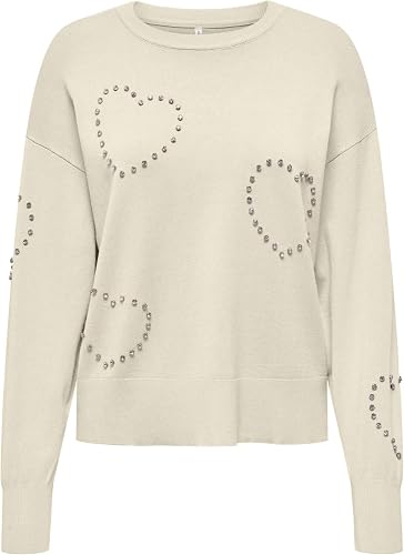 ONLY Onlbee LS Heart Bling O-Neck CC Knt, Baby's Breath, XS para Mujer