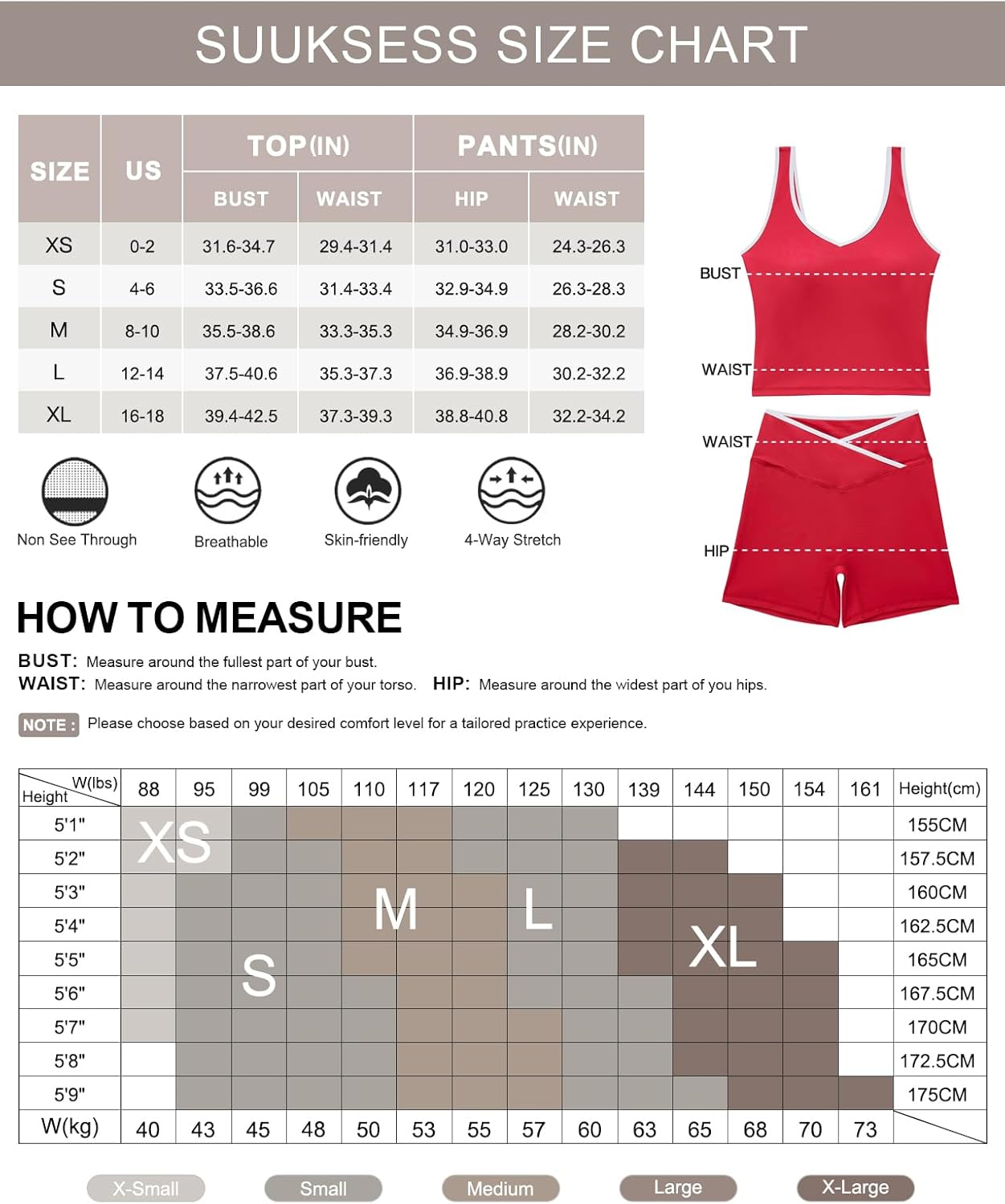 SUUKSESS Women 2 Piece Workout Sets Built in Bra Yoga Tank Top High Waisted Tummy Control Biker Shorts - Image 6