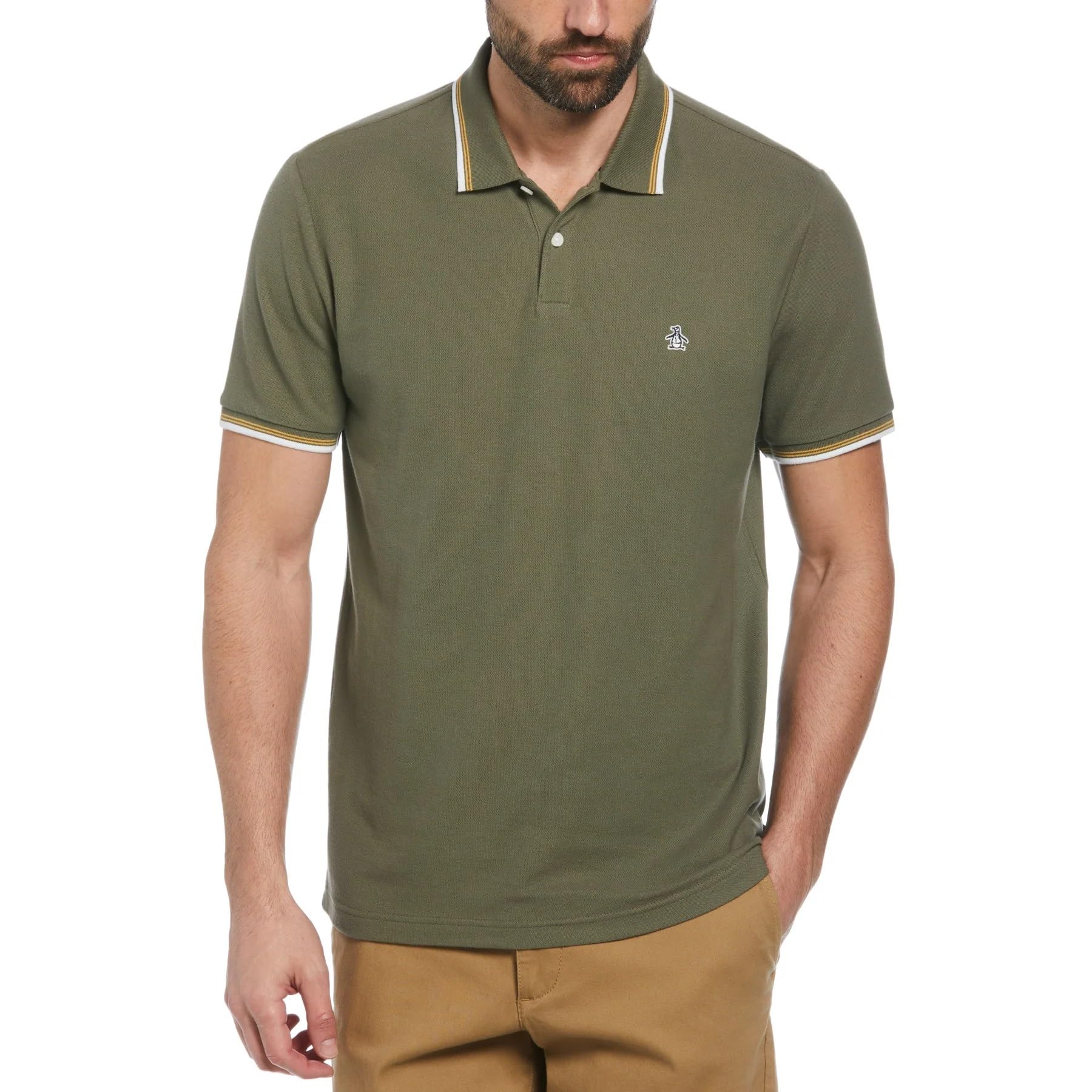 Original Penguin Mens Pete Polo Shirt Dusty Olive XL