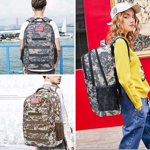 Miniatura 7 de Mochila de camuflaje para niños, de 10.5 galones (40 litros), para la escuela, equipo para transportar carga, ligero y modular, con puerto de carga