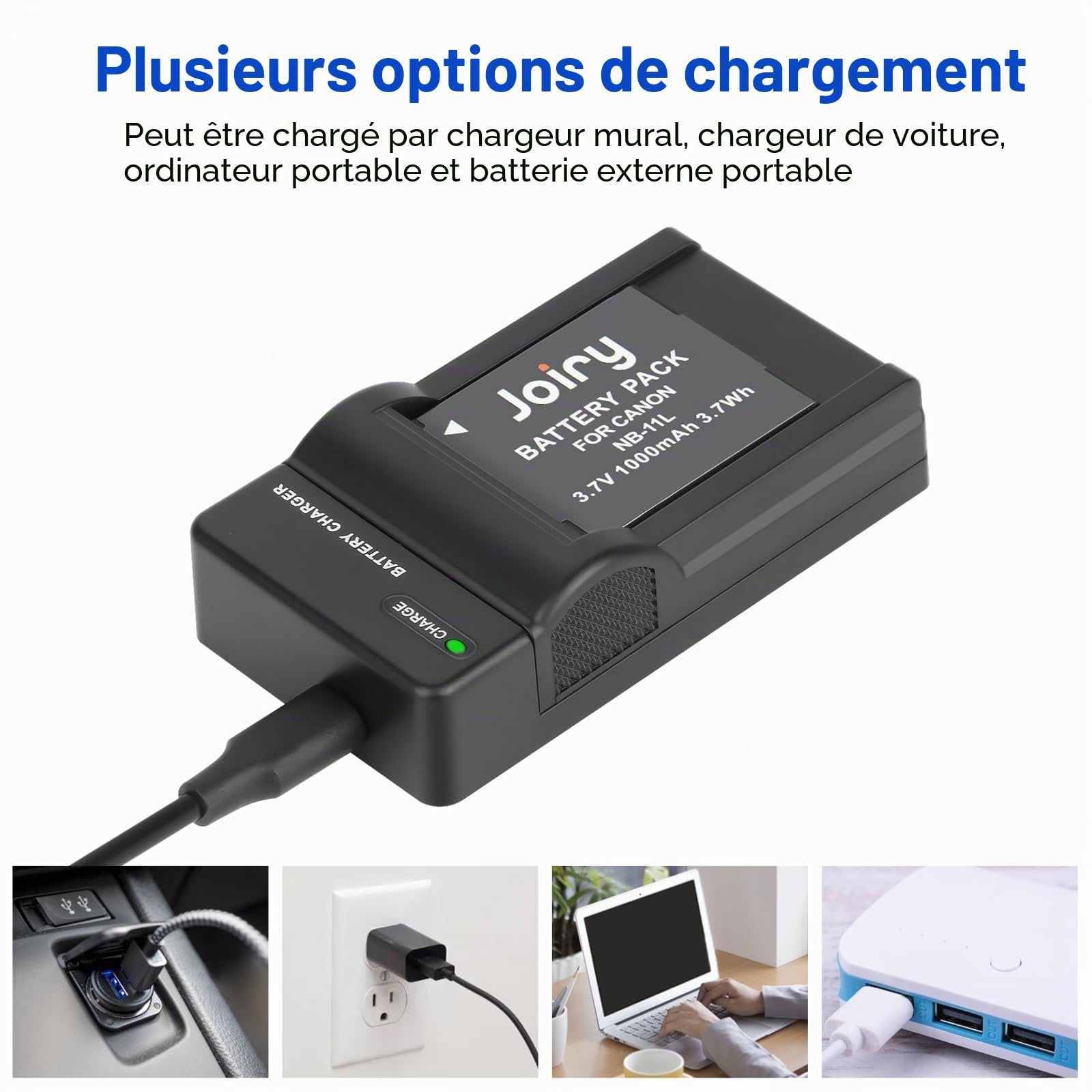Joiry 2X NB-11L Batterie et Chargeur Compatible avec Canon PowerShot A2300 A2400 A2500 A2600 A3400 A3500 A4000, ELPH 110 115 130 320 340 HS, IXUS 265 132D 140 155 150 145