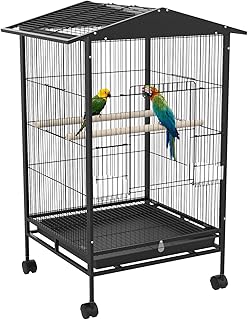 Advwin Bird Cage 85x45x57cm 2 Perches Large Birdcage Aviary Parrot Budgie Finch Canary Wheels w/Brake