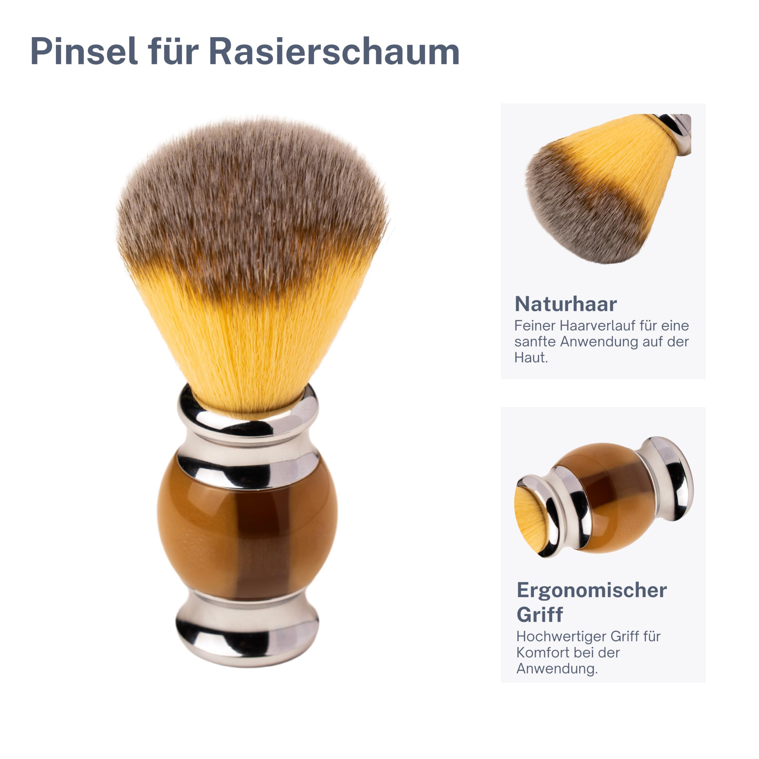Rasiermesser Set für Herren – Klassisches Rasiermesser mit fester Klinge inkl. Pinsel, Abziehriemen & Schale – Nassrasur Set für Einsteiger & Fortgeschrittene (Braun (Echtholz))