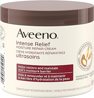 Aveeno Intense Relief Moisture Repair Cream, Shea Butter, Triple Oat, Extra Dry Skin Moisturizer, Fragrance Free, 306mL