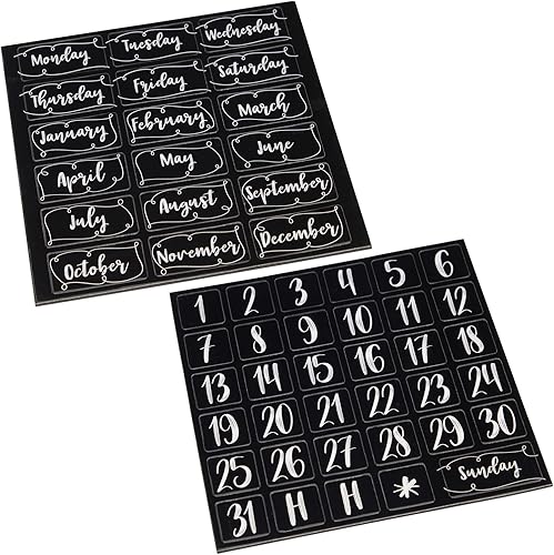 Miniatura 7 de Juvale Números magnéticos para calendario de pizarra blanca, color negro, 50 piezas, imanes de números de calendario y días y meses magnéticos para