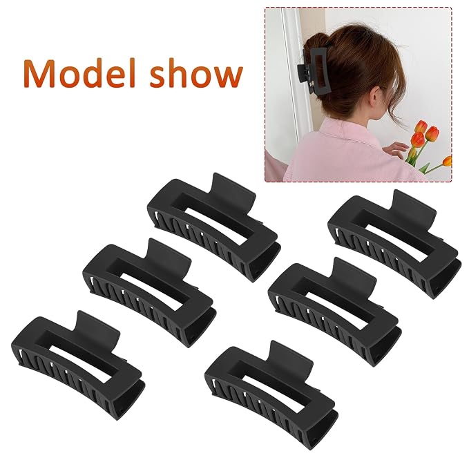 Set de 12 pinzas rectangulares para cabello negro miniatura 5