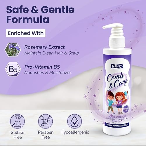 Miniatura 5 de Desenredador para el cabello por Dr Fischer  Crema para dejar en niños  Rico en aceite de romero y vitamina B5 Para un cabello fácil de peinar  11