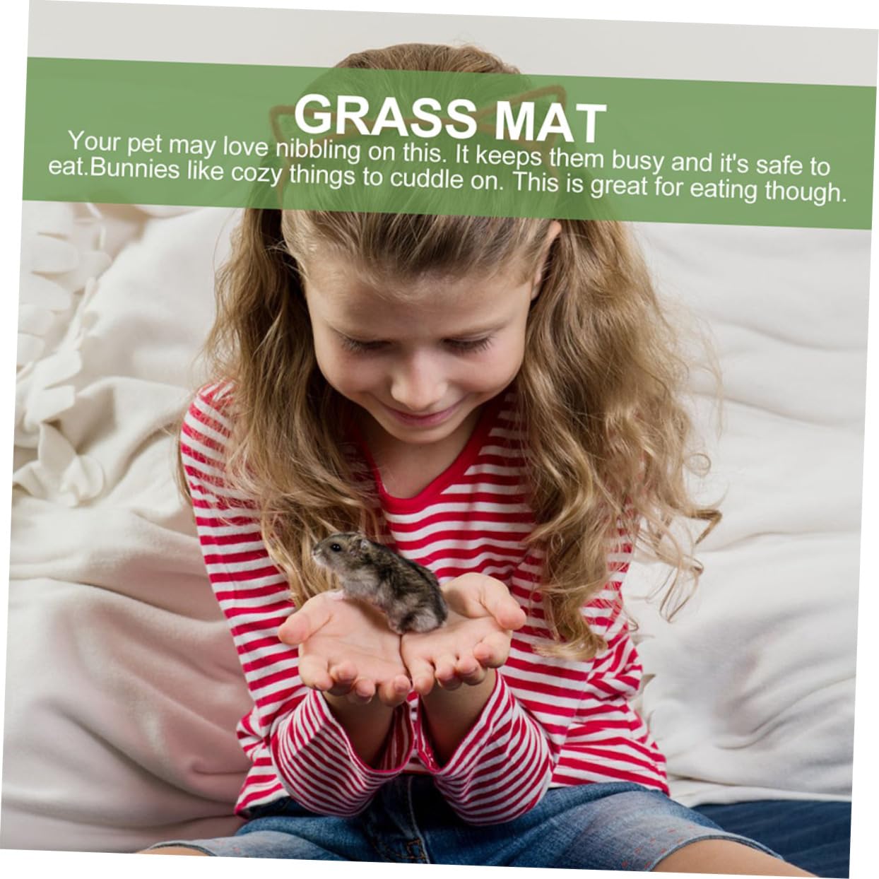 DOITOOL 5pièces Tapis Herbe pour Lapin Et Petits Animaux Tapis De Lit Tissé Herbe Naturelle pour Cochon Et Chinchillas