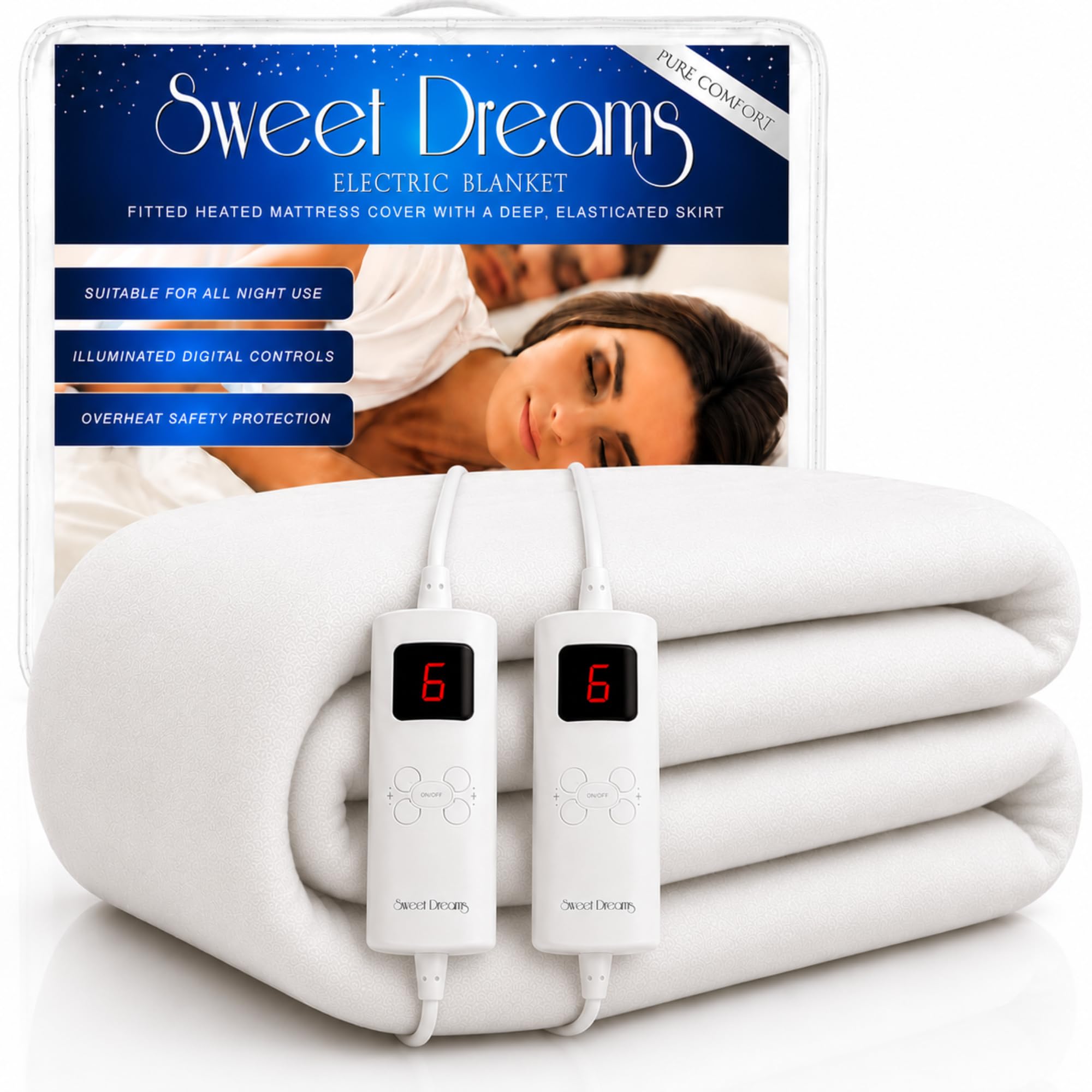 Sweet Dreams Electric Blanket Heated Mattress Cover - White / Superking