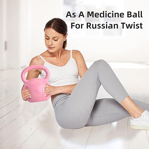 Miniatura 5 de RUNWE Pesas rusas de tres asas, opciones de peso para 5, 10, 15 y 20 libras para ejercicios Russian Twists AB, levantamiento de pesas y ejercicio de