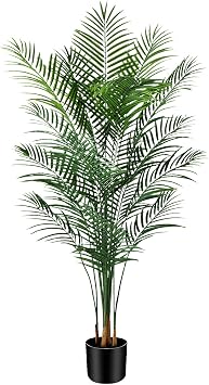 6ft Artificial Palm Tree Indoor, Large Fake Tropical Areca Palm with 18 Trunks, Tall Faux Floor Plants for Indoor Living Rooms Offices Bedroom Home Decor