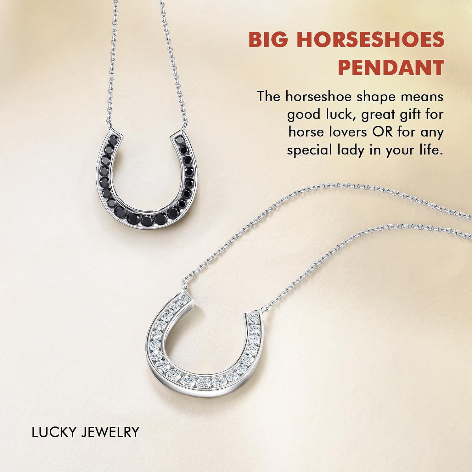 DAYBYDAY Horseshoe Necklace 925 Stelring Silver Channel Set Moissanite Horse Shoe Pendant with 18" Chain Lucky Jewelry for Women - Image 5