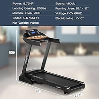 Vista 8 de Goplus Cinta de correr plegable de 3.75 HP con inclinación, caminadora eléctrica Superfit con control de aplicación, 12 programas preestablecidos