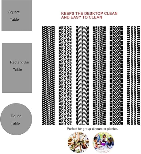 Miniatura 3 de Manteles de textura en blanco y negro de mesa de tela para Fiestas Picnic Manteles para decoración de cena del hogar, 60 x 60 pulgadas