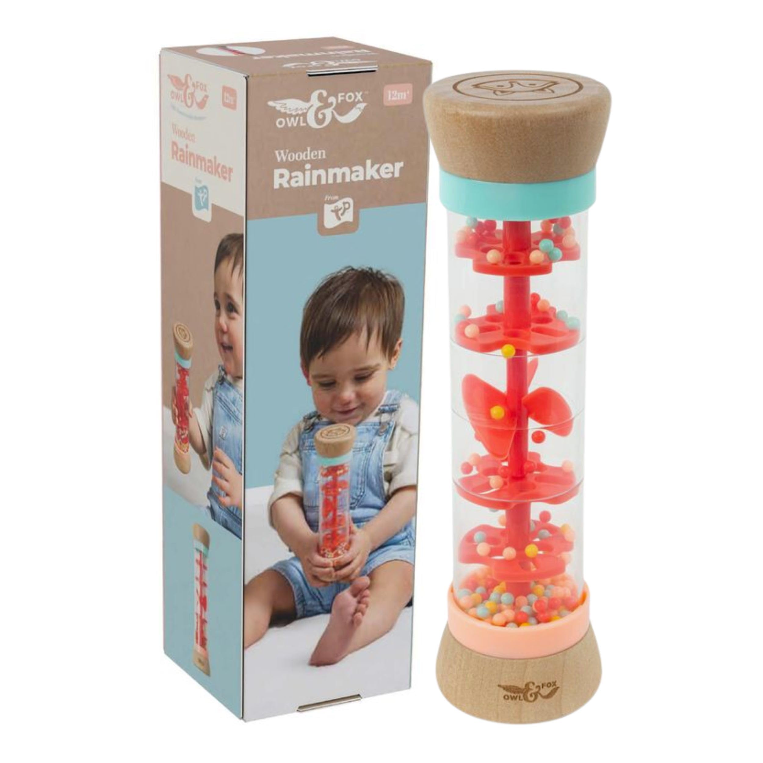 Tp Toys Owl & Fox Wooden Rainmaker - Fsc Certified