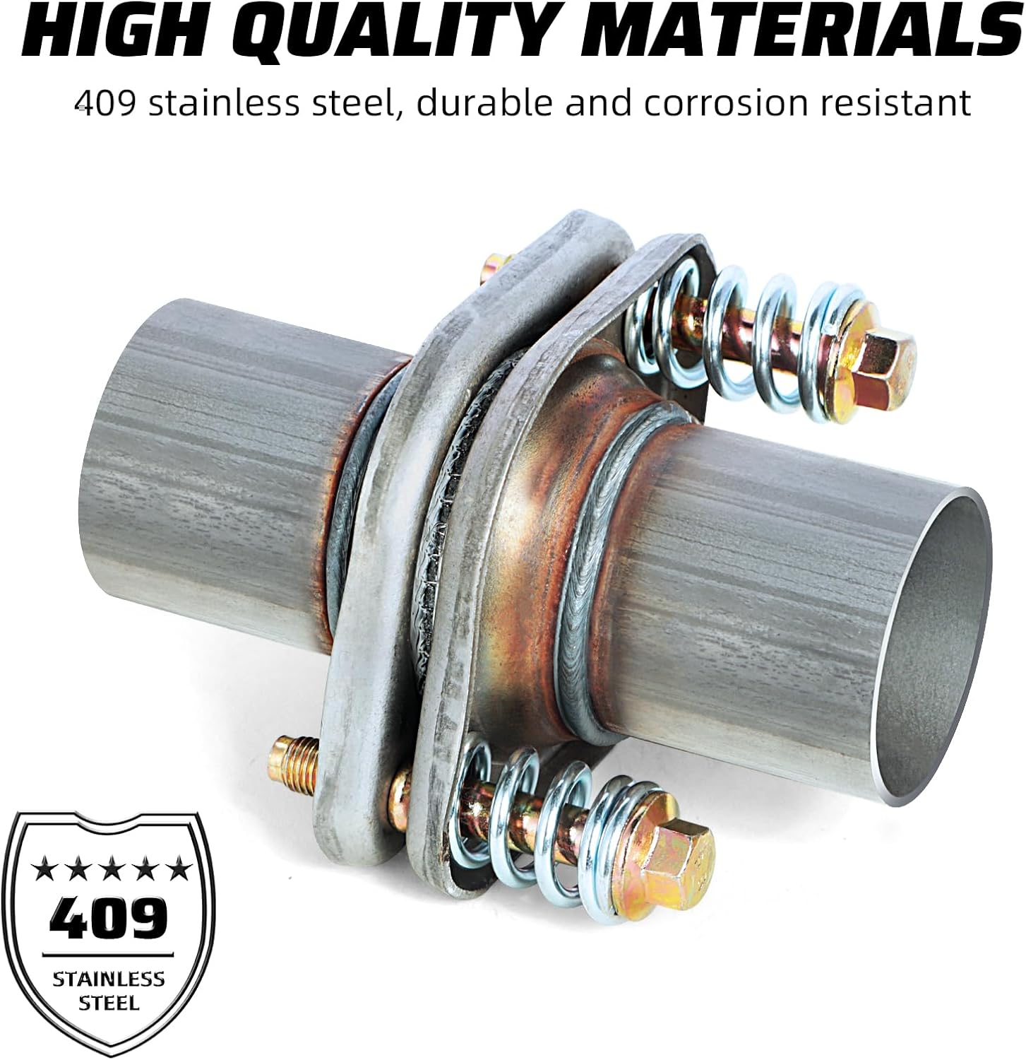 2 inch Exhaust Flex Spring Flanges 409 Stainless Steel, Exhaust Flange Spring Joint with Bolt and Gasket Universal Fit for Car Truck SUV Aftermarket