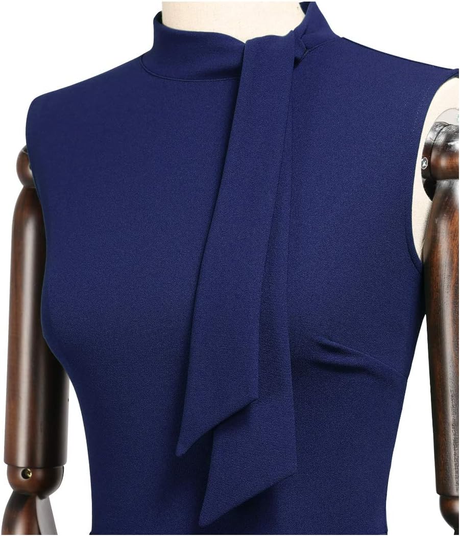 Miusol Women's Retro 1950s Style Half Collar Ruffle Cocktail Pencil Dress - Image 5