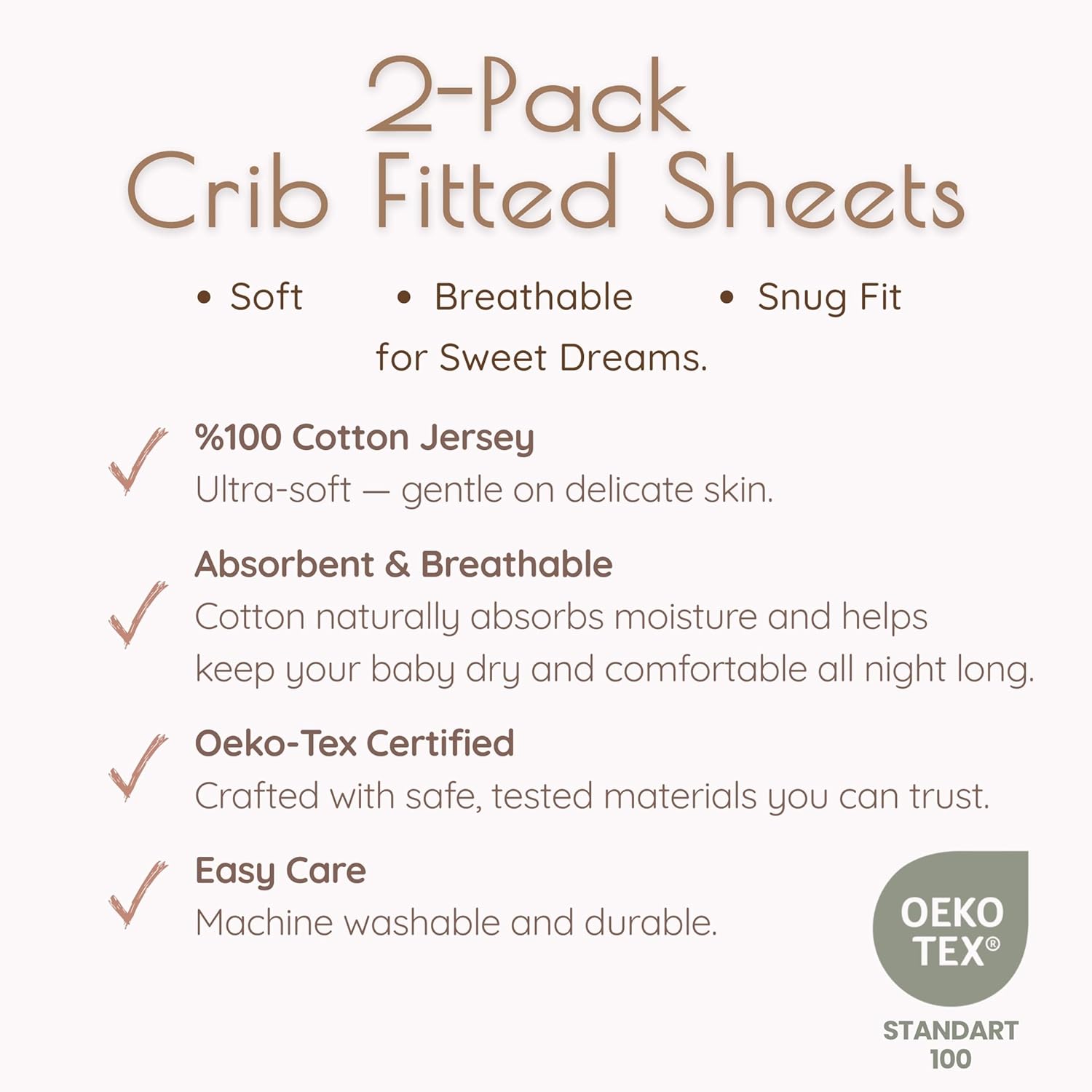 Fitted Crib Sheets for Girls, 2 Pieces 52"x28" 100% Cotton Crib Mattress Sheet, Absorbent Baby and Toddler Bed Sheets, Mattress Cover Oeko-TEX Cribs Sheet Set, Pink Floral Girl Nursery Gift Set