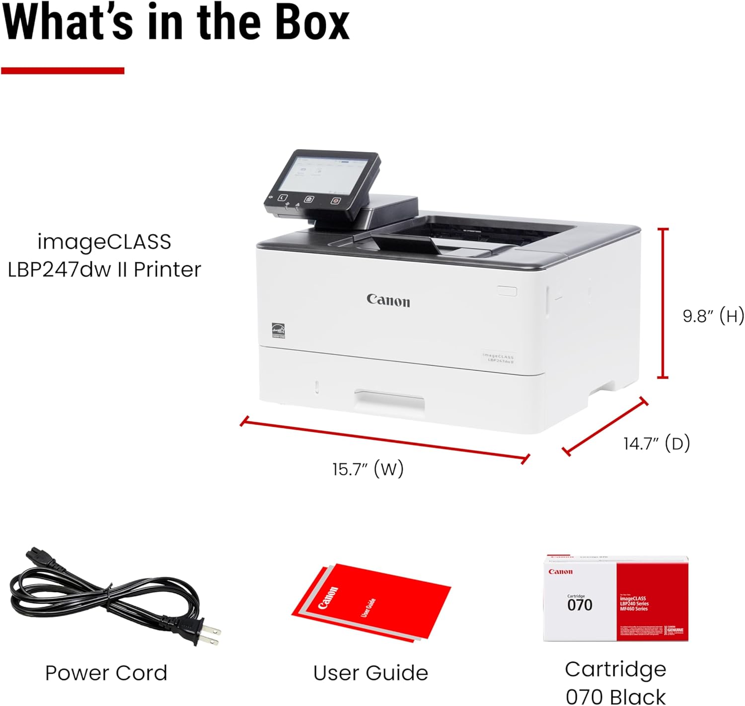 Canon imageCLASS LBP247dw II - Monochrome Duplex, Wireless Laser Printer, Single Function, with 1 Year Limited Warranty, 42 PPM
