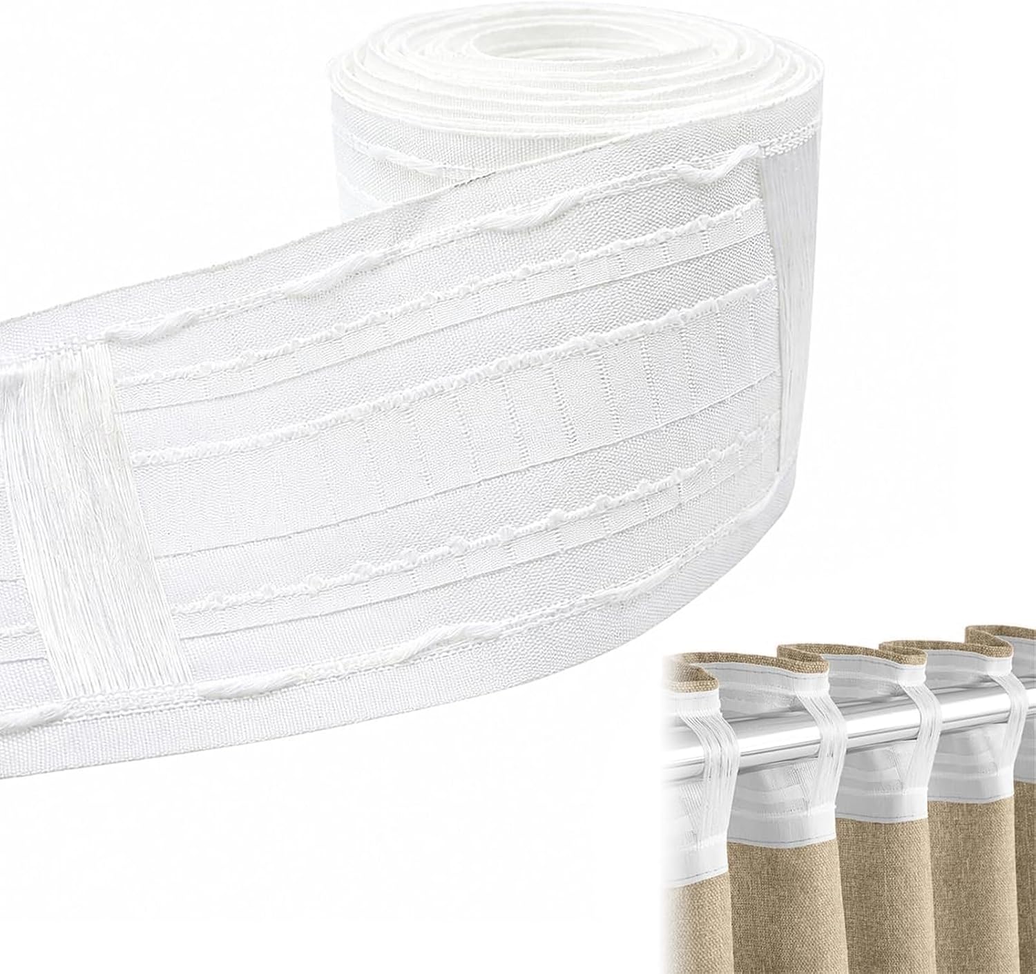 Fettuccia per tende a onda 8 m x 8,5 cm - Bianco