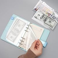 Vista 5 de 24 bolsillos A6 para carpetas transparentes sin cremallera, sobres de efectivo para carpeta de presupuesto, fundas protectoras de hojas para 6