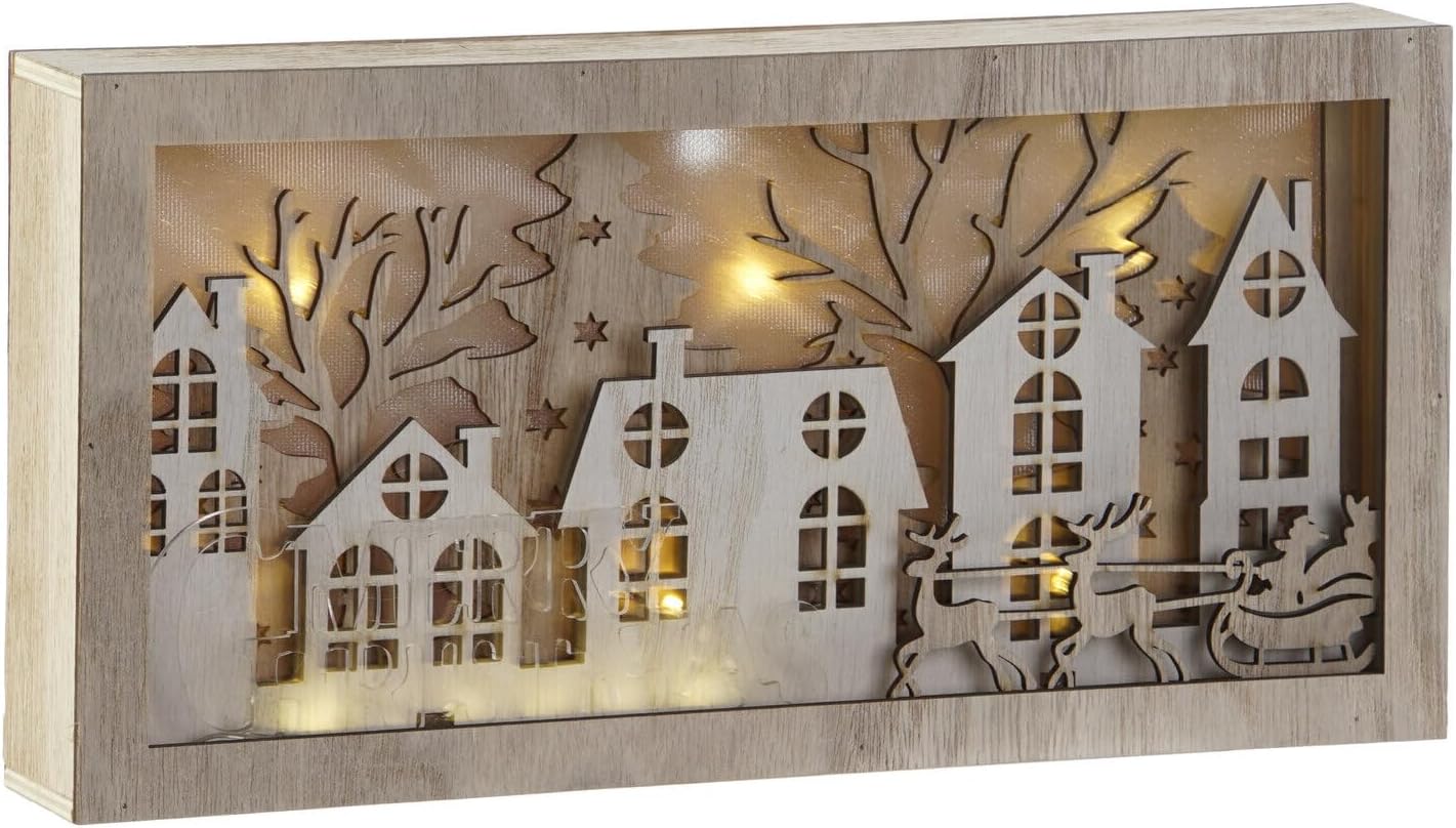 DECORACION PARED MDF LED 30 x 5 x 15 Natural AlexandreHouse